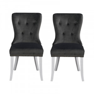 Set de 2 scaune Kirst, lemn masiv, gri inchis 93 x 48 x 62 cm