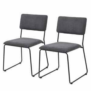 Set de 2 scaune Paulista tesatura/fier, negru, 50 x 80 x 54 cm