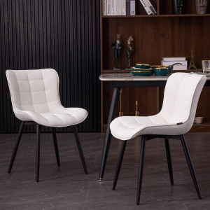Set de 2 scaune Youtaste, metal/piele artificiala, alb/negru, 79 x 43 x 47 cm