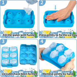 Set de 2 tavi pentru cuburi de gheata M8C, silicon, albastru, 18 x 13 x 5 cm