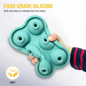 Set de 2 tavi pentru cuburi de gheata sferice Theuwnee®, silicon, verde, 18,5 x 14 cm