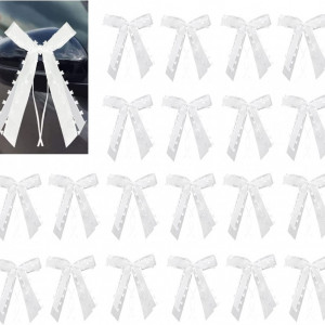 Set de 20 fundite pentru nunta SIMEIXI, satin, alb, 25 x 12 cm
