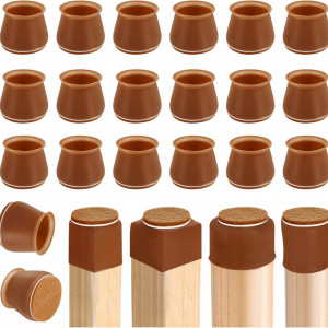 Set de 24 protectii scaune Gwhole, silicon/pasla, maro, 38 x 35 mm