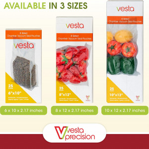 Set de 25 pungi de etansare in vid Vesta Precision, plastic, transparent, 15 x 25 x 5,5 cm