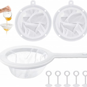 Set de 3 filtre pentru palnie KRISFD, nailon/plastic, alb, 100/200/ 400 mesch