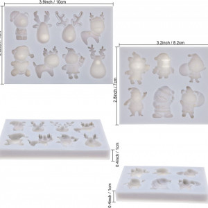 Set de 3 forme pentru fondante de Craciun Qpout, silicon, alb, 7 x 10 cm / 8,2 x 7 cm