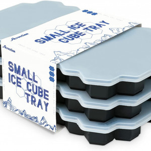 Set de 3 matrite de gheata cu capac AcrossSea, hexagonal, silicon, negru, 13 x 21 cm