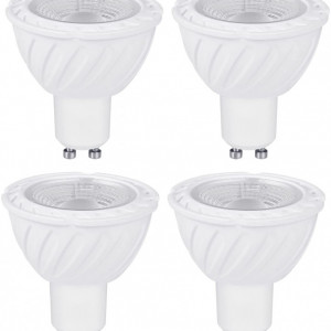 Set de 4 becuri VARICART, LED, metal/plastic, alb, GU10, 6W