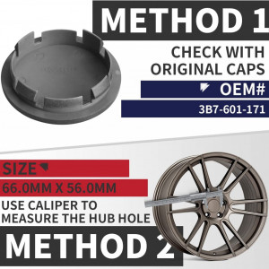 Set de 4 capace centrale pentru roti KitsPro, ABS/metal, gri, 56 mm/ 66 mm