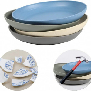 Set de 4 farfurii rotunde Generic, plastic, multicolor, 22 cm