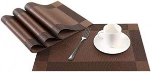 Set de 4 naproane MEEO, PVC, maro, 30 x 44 cm