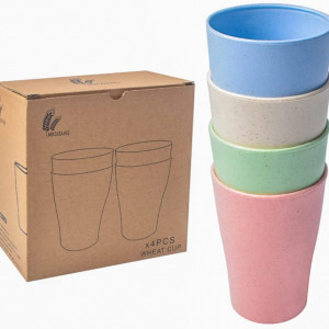 Set de 4 pahare colorate Hegehof, polipropilena, multicolor, 300 ml, 10,4 x 7,2 x 5,2 cm