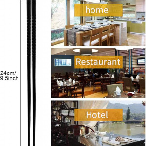 Set de 5 perechi de betisoare pentru servirea mesei Gerhannery, fibra de sticla, negru, 24 cm