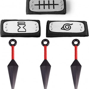 Set de 6 accesorii cosplay DEDC, stofa/metal, negru