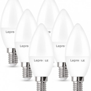 Set de 6 becuri E14 Lepro, 4,9 W, 2700 Kelvin, 470 LUMENI,