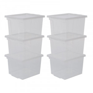 Set de 6 cutii pentru depozitare, transparent, 18,5 x 29 x 24 cm
