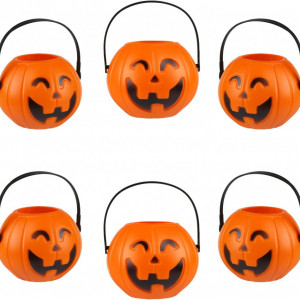Set de 6 galeti dovleac pentru Halloween Kesote, portocaliu, plastic, 7 x 5,2 cm