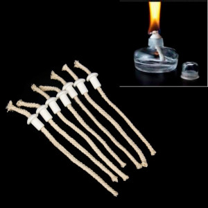 Set de 7 fitile ceramice pentru lampa cu ulei Shinekoo, bumbac/ceramica, alb, 185 x 6 mm