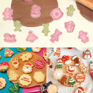 Set de 8 forme pentru biscuiti de Craciun Sunshine smile, plastic, roz