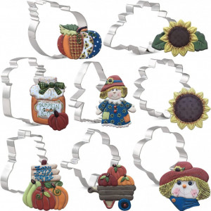 Set de 8 forme pentru prajituri de Halloween KENIAO, otel inoxidabil, argintiu, 10 - 13 cm