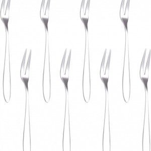 Set de 8 furculite HOTMNTY, otel inoxidabil, argintiu, 13,3 x 1 cm