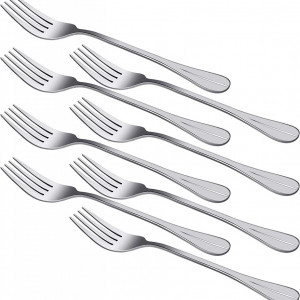 Set de 8 furculite Sourcingmap, otel inoxidabil, argintiu,18 x 2,5 cm