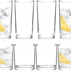 Set de 8 pahare pentru apa Youngever, plastic, transparent, 320 ml/ 450ml