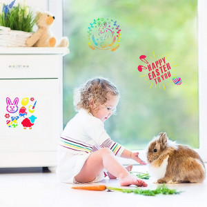 Set de 9 sabloane pentru pictura cu tematica Paste ZERHOK, PET, alb,15 x15 cm