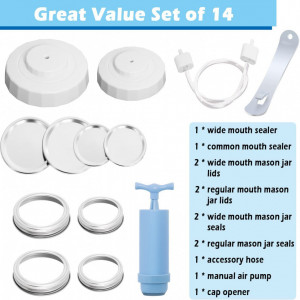 Set de accesorii cu pompa manuala pentru etansare Poweka, plastic, alb/albastru