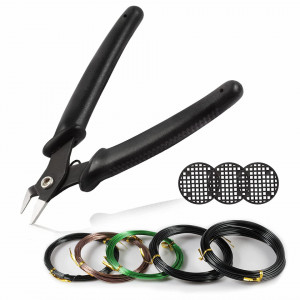 Set de cleste si 6 role de sarma pentru bricolaj LEONTOOL, metal, multicolor, 120 x107 x 90 mm/ 10 m