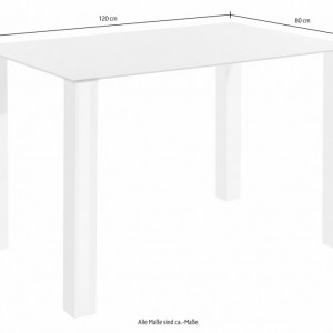 Set de living Norma/Nicole 4 scaune piele sintetica + 1 masa cu blat de sticla, alba, 120 x 80 x 76 cm
