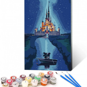 Set de pictura cu numere Pttozan, castel, vopsea acrilica, multicolor, 40 x 50 cm