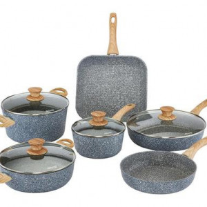 Set de vase de gatit Pierre Gourmet cu maner de lemn, 10 piese
