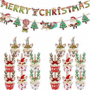 Set decoratiuni pentru Craciun Simmpu, hartie, multicolor, 26 piese