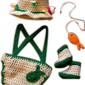 Set tricotat pentru sedinta foto bebelusi Ruiqas, fibre acrilice/bumbac, multicolor, 0-1 luna