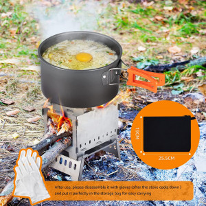 Soba pe lemne pentru camping OVERMONT, otel inoxidabil, argintiu, 19 x 25,5 cm