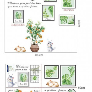 Stickere de perete HautStore, PVC, alb/verde/negru, 85 x 100 cm