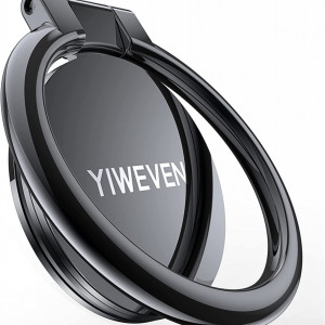 Suport universal tip inel pentru tableta/telefon YIWEVEN, aliaj de zinc, negru, 30 x 5 mm