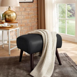 Taburet Home Affaire, piele sintetica, negru/maro inchis