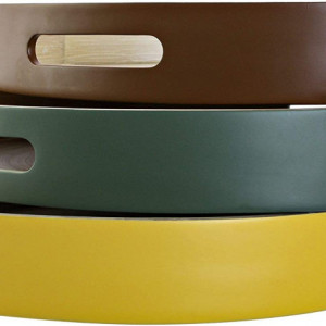 Tava pentru servire KONTARBOOR, bambus, natur/verde inchis, 38 x 38 x 5,5 cm