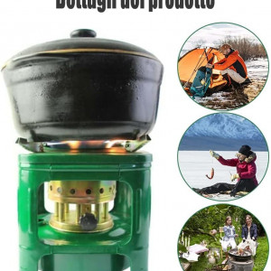 Aragaz pentru camping Lincheer, metal, verde/argintiu, 18,5 x 17,5 cm