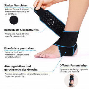 Bandaj reglabil pentru glezna Crenze, nailon, negru/gri