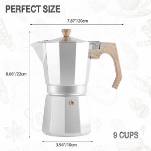 Cafetiera italiana Wedrink, aluminiu, argintiu/maro, 22 x 20 x 10 cm, 450 ml