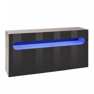 Comoda Places of Style, functie push-to-open, beton/antracit, 160 x 81 x 42 cm