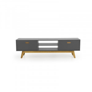 Comodă TV 67 " din lemn masiv și PAL, gri, 170cm L x 50cm H x 43cm D