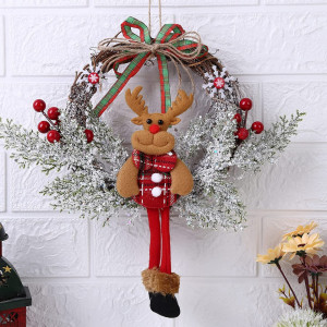 Coronita pentru Craciun HIAME, ratan/plastic, multicolor, 35 cm