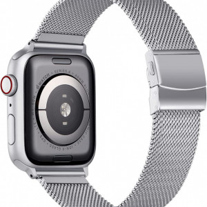 Curea metalica AFEKYY , argintiu, din otel inoxidabil, compatibila cu Apple Watch 6/5/4/3/2/1, SE.
