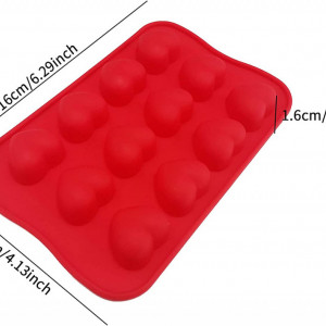 Forma pentru cuburi de gheata HEIGOO, silicon, inima, rosu, 16 x 10,5 x 1,6 cm