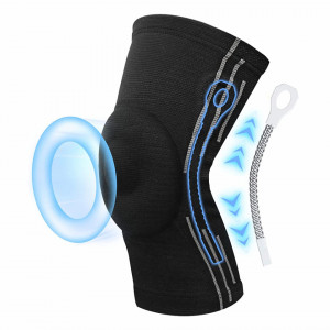Genunchiera cu stabilizatori laterali SOARFLY , nailon/spandex/gel, negru, marimea M