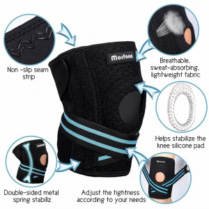 Genunchiera Morfone, neopren/metal, negru/albastru, L